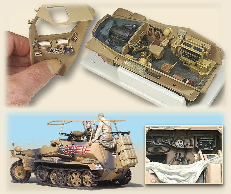 Interior of Tamiya's 1:35 scale Sd.Sfz. 250, GREIF Finished